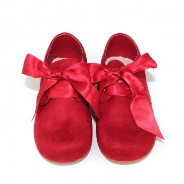 zapatos niña rojos cordon raso