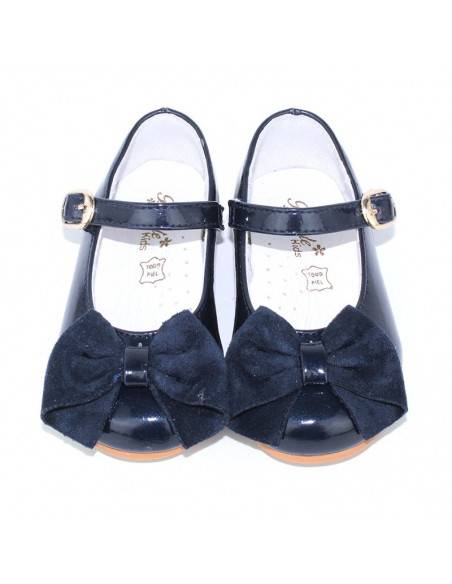 zapatos niña charol azul marino