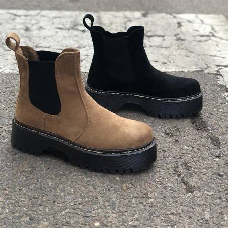 BOTINES CHELSEA CON PLATAFORMA NEGROS DE ANTE 2019