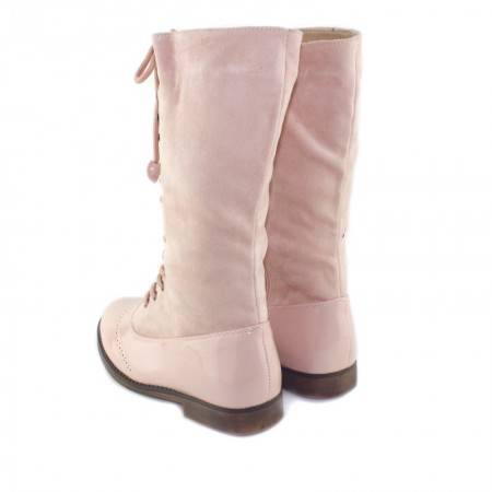 BOTAS DE NIÑA DE CAÑA ALTA CON CORDONES EN COLOR ROSA