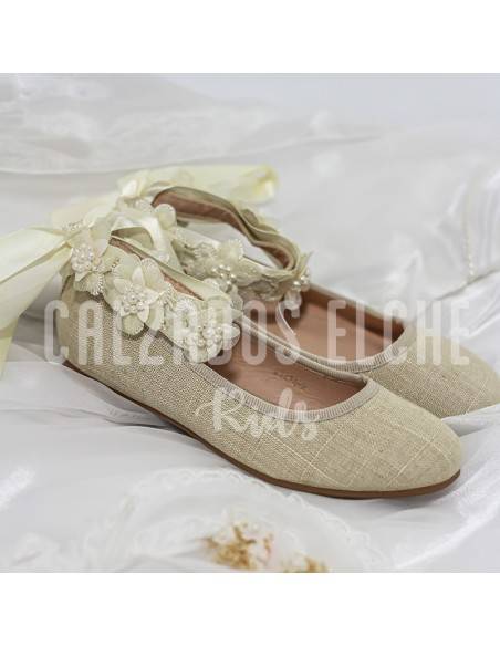 BAILARINA manoletinas vestir niña comunión BEIGE