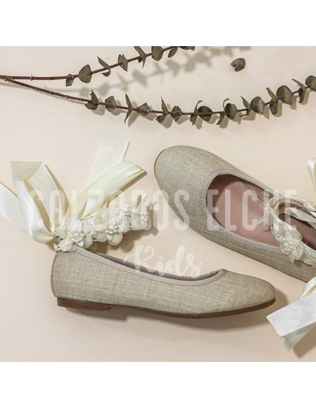 BAILARINA manoletinas vestir niña comunión BEIGE