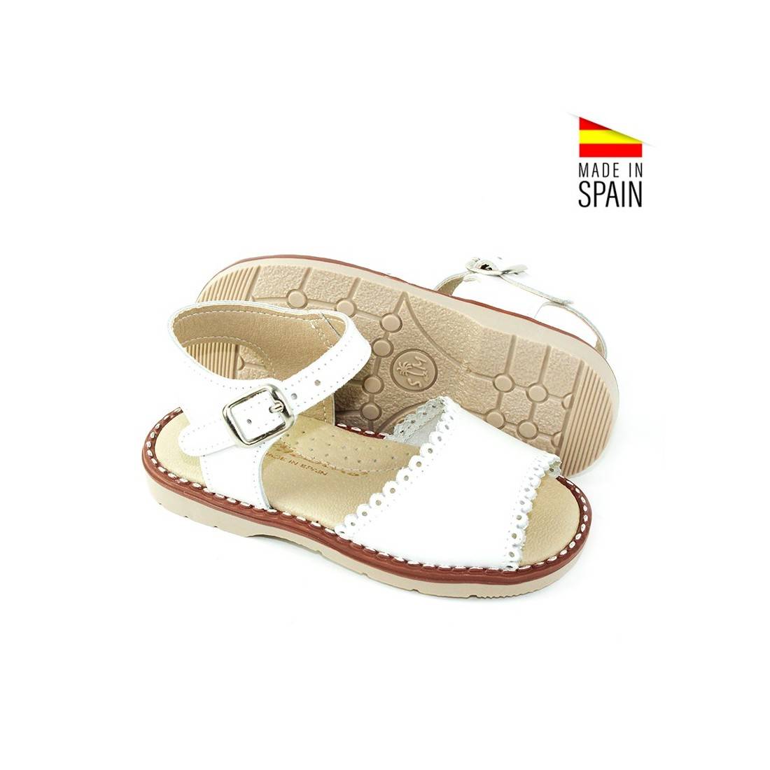 SANDALIAS DE PIEL BLANCAS CON HEBILLA - MADE IN SPAIN 2022