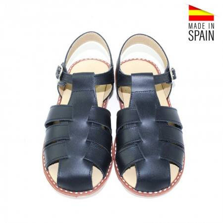 SANDALIA PIEL NIÑO AZUL MARINO