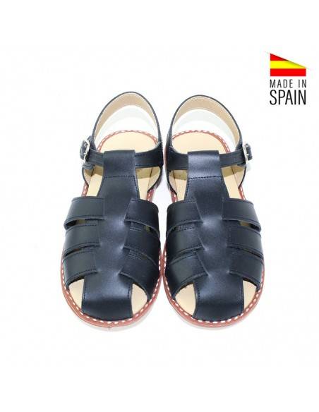 SANDALIA PIEL NIÑO AZUL MARINO