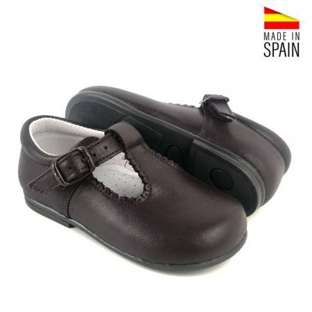 ZAPATOS DE NI O ESTILO PEPITOS DE PIEL EN COLOR MARR N CHOCOLATE 2020