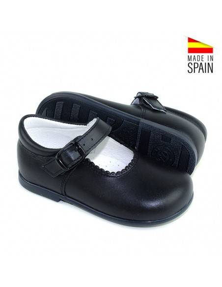 MERCEDITAS DE PIEL PARA NIÑA AZUL MARINO