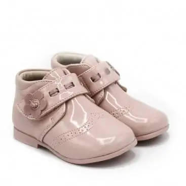 botas niña charol rosas