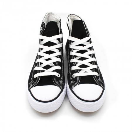 BOTIN DE LONA NEGRO PARA HOMBRE CON CORDONES Y PUNTERA DE GOMA