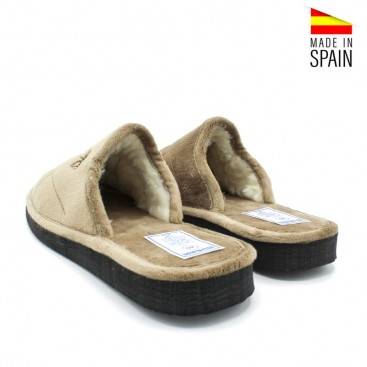 Zapatillas de estar por casa de hombre beige abiertas por detrás