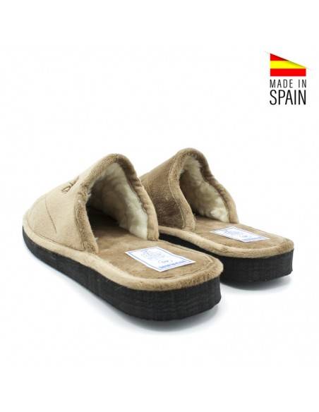Zapatillas de estar por casa de hombre beige abiertas por detrás