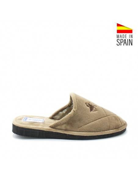 Zapatillas hombre beige abiertas con interior cálido