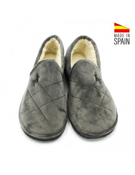 Zapatillas de casa cerradas grises para hombre con forro cálido