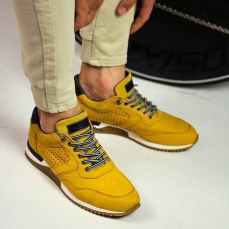 Zapatos Zapatos para hombre Pantuflas Zapatilla en piel genuina de alta gama Amarillo 