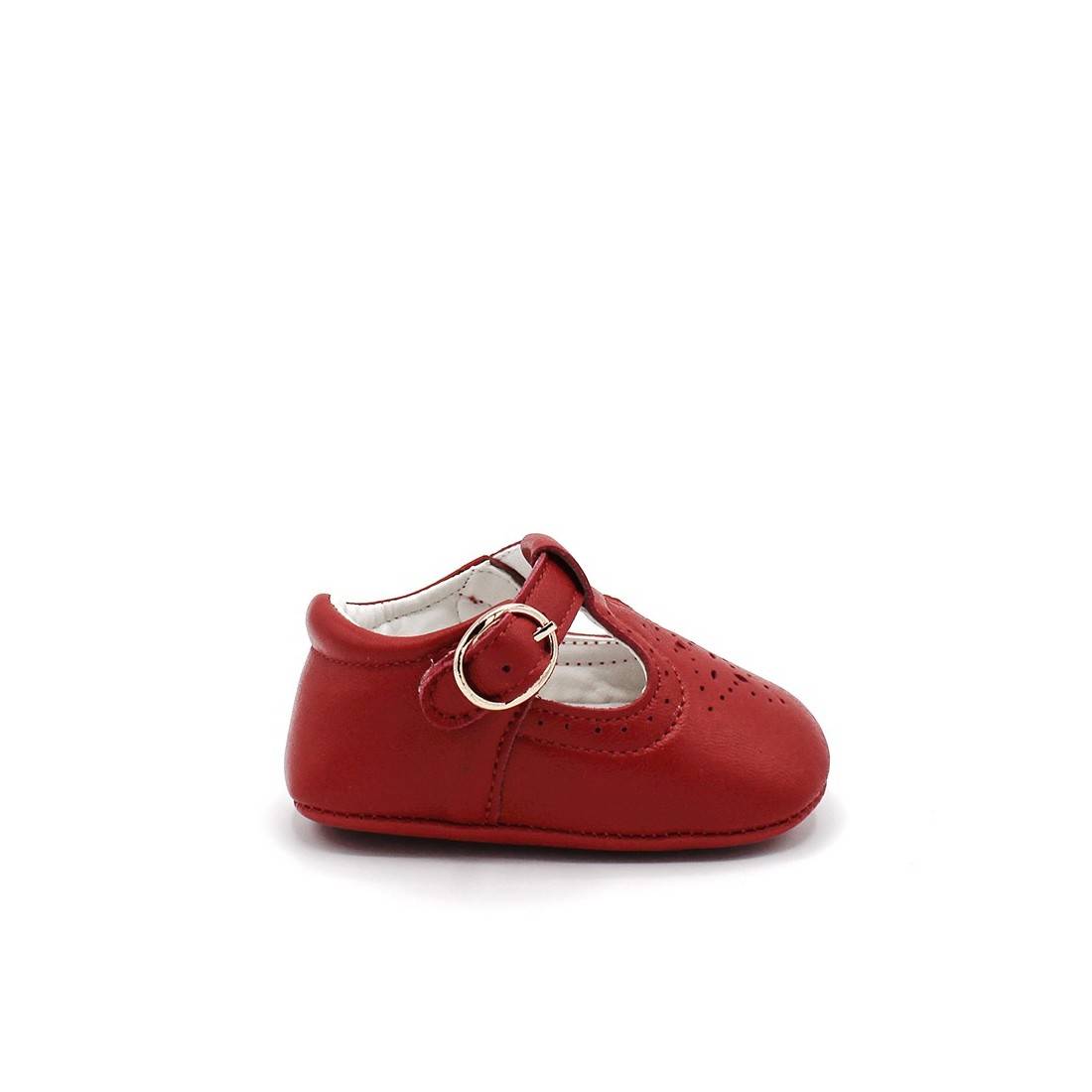 Zapato bebé Piel con hebilla Charol Rojo