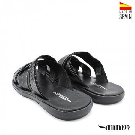 CHANCLAS PARA HOMBRE DE PIEL COLOR NEGRO DE MARCA ESPAÑOLA SANTANA99