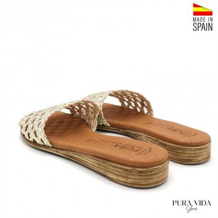 CHANCLAS DE PALA TRENZADA EN COLOR DORADO DE PIEL 2021