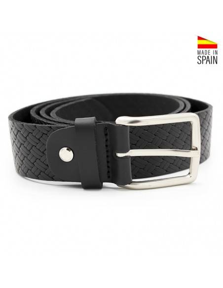 cinturon trenzado piel negro