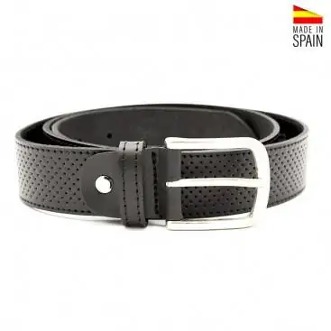 Cinturón piel perforado negro