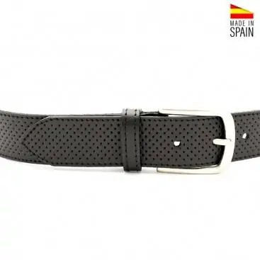 Cinturón piel perforado negro