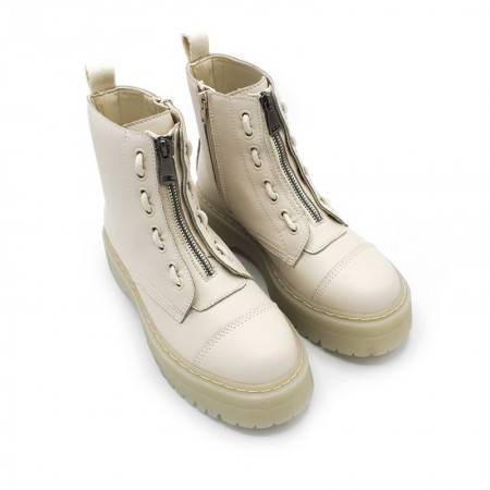 BOTAS MILITARES CON PLATAFORMA BEIGE Y CON CREMALLERA
