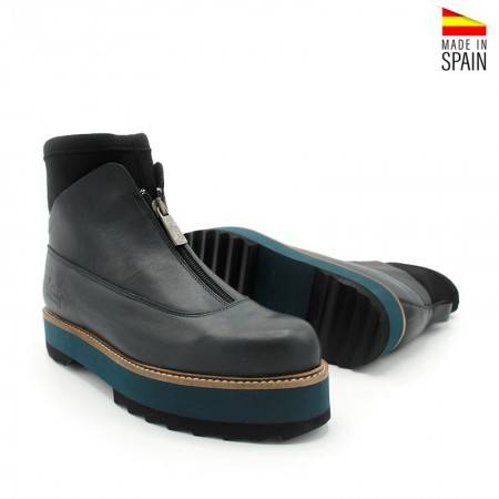 Botines Azul marino de Piel para Mujer Plataforma y Cremallera