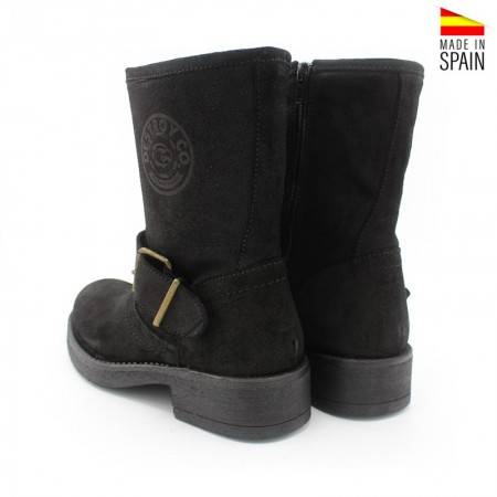 Botas Moteras para Mujer en serrsaje color negro.