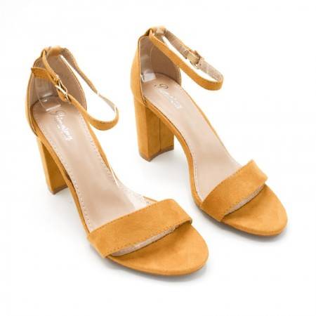 SANDALIAS DE TACÓN PARA VESTIR EN COLOR MOSTAZA