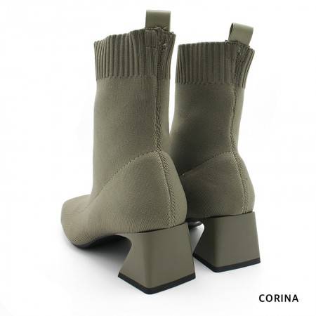 Botín Calcetín para Mujer color Verde con Tacón Original - CORINA 2021
