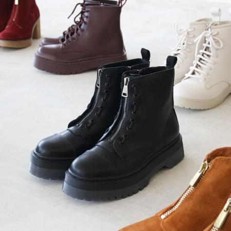 BOTAS MILITARES CON PLATAFORMA NEGRA Y CON CREMALLERA