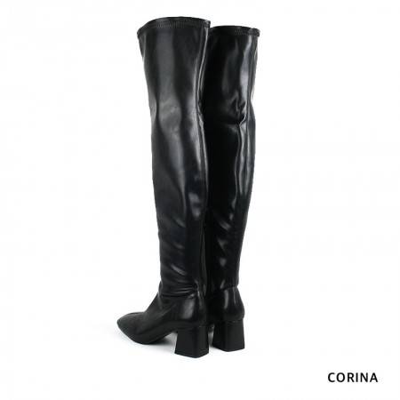 Botas de Caña alta elástica Negra con tacón - Corina 2021 2022