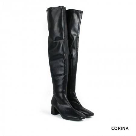 Botas de Caña alta elástica Negra con tacón - Corina 2021 2022
