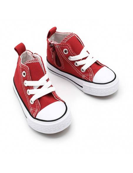 botin lona rojo niña