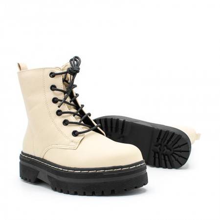 BOTAS MILITARES CON PLATAFORMA DE NIÑA DE COLOR BEIGE