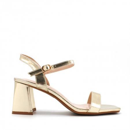 Sandalias Tacón Medio color Dorado - Sandalias 2022