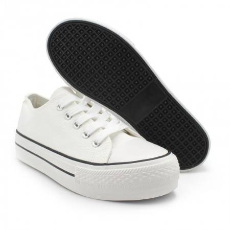 Zapatilla de lona con Plataforma para Niña color blanco