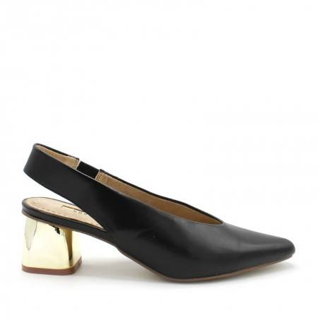 Zapatos Negros con tacón dorado - Corina 2022
