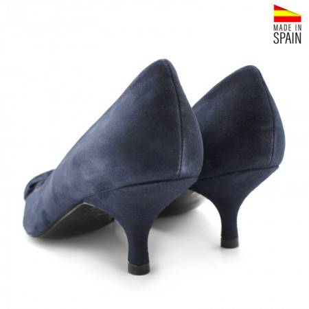 escucho música Camarada crisantemo Zapatos de tacón bajo color Azul marino - Made in Spain