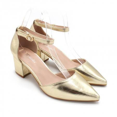 Zapato de Vestir color Dorado con Tacón Medio