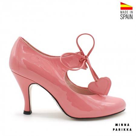 zapatos tacón charol rosas