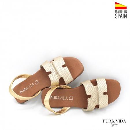 Sandalias Planas Doradas de Mujer - PURAVIDA 2022