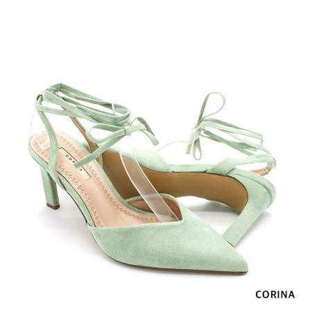 Stiletto Verde con cintas para atar - Corina 2022