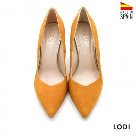 Stiletto tacón alto color Mostaza de Piel - LODI Outlet