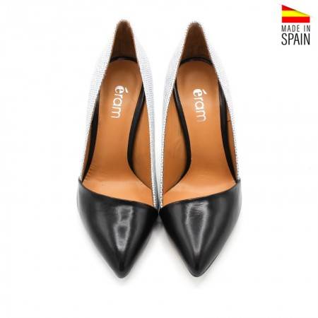 Stilettos con tacón color Negro y Blanco de Piel