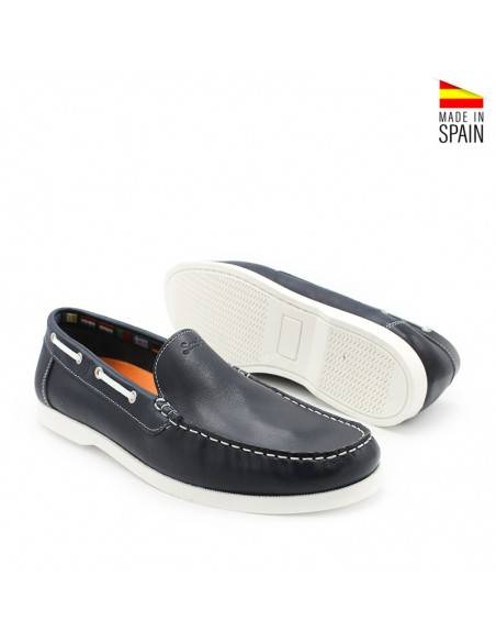 mocasín piel hombre azul marino