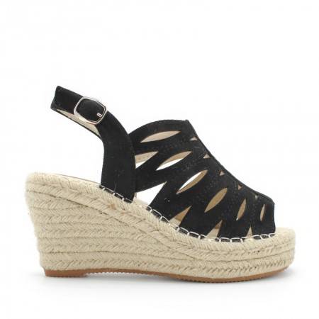 Sandalias Negras con Cuña de Esparto - Verano 2022