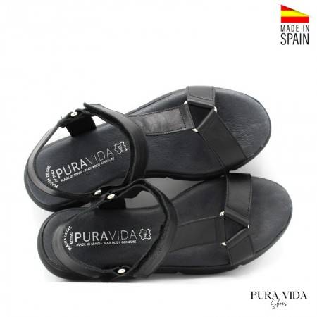Sandalias de Velcro para Mujer estilo deportiva Negras
