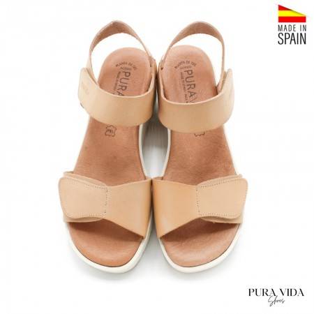 Sandalias con Cuña de piel Beige - PURAVIDA 2022