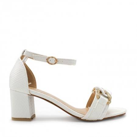 SANDALIAS DE TACÓN PARA VESTIR EN COLOR BLANCO CON CADENA