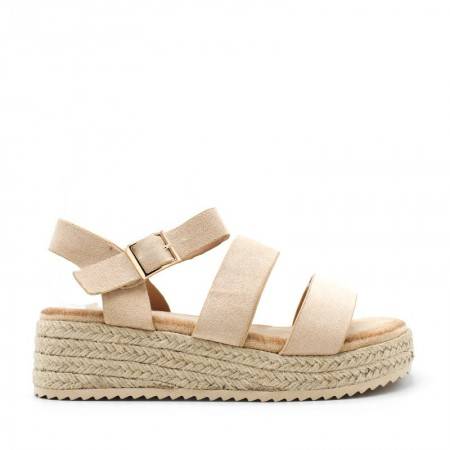 Sandalias con Plataforma y Cuña Esparto de color Beige